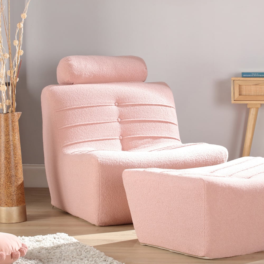 Desser Furniture Pink Boucle Fabric Cosy Chair Image 6