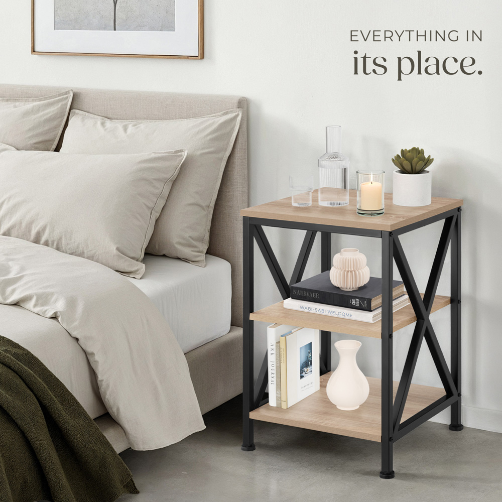 Tectake Nottingham 2 Shelf Sonoma Oak Bedside Table Image 8