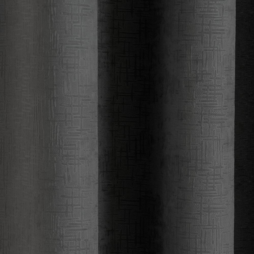 Enhanced Living Vogue Black Thermal Blackout Eyelet Readymade Curtains 117 x 183cm Image 2