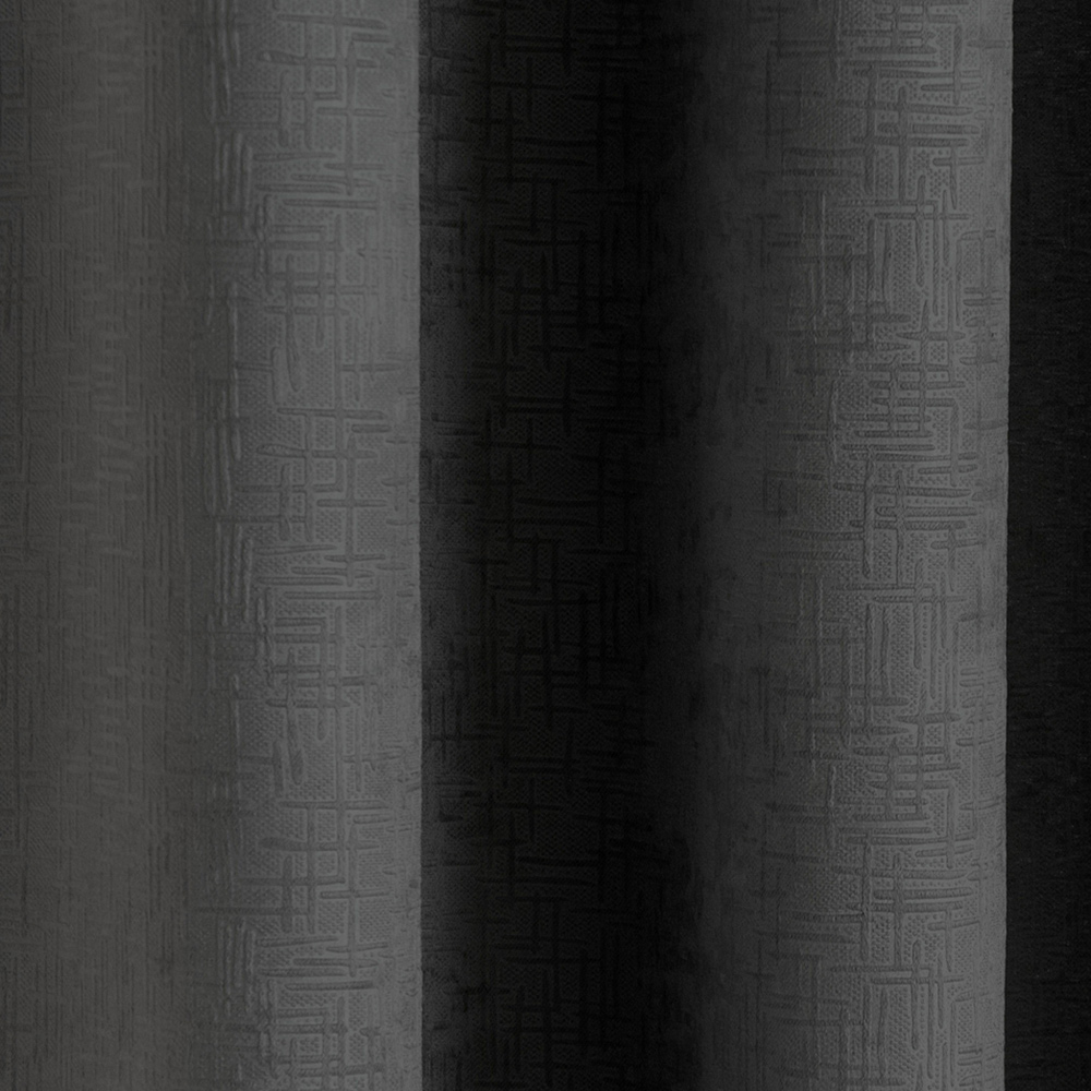 Enhanced Living Vogue Black Thermal Blackout Eyelet Readymade Curtains 168 x 183cm Image 2