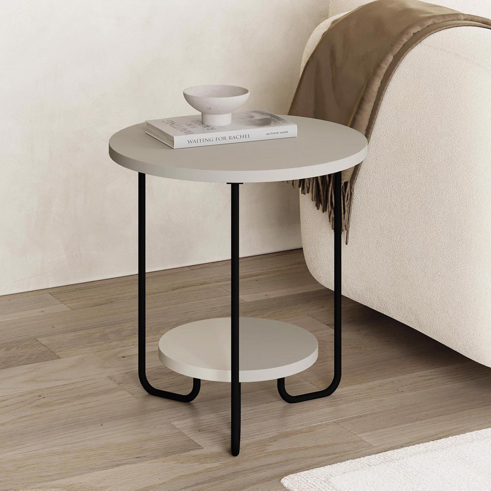 FWStyle Corro 2 Tier Sandstone Side Table Image 5