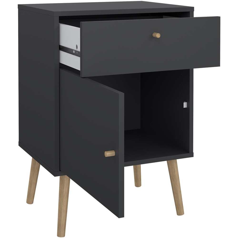 Florence Cumbria Single Door Single Drawer Dark Grey Bedside Table Image 3