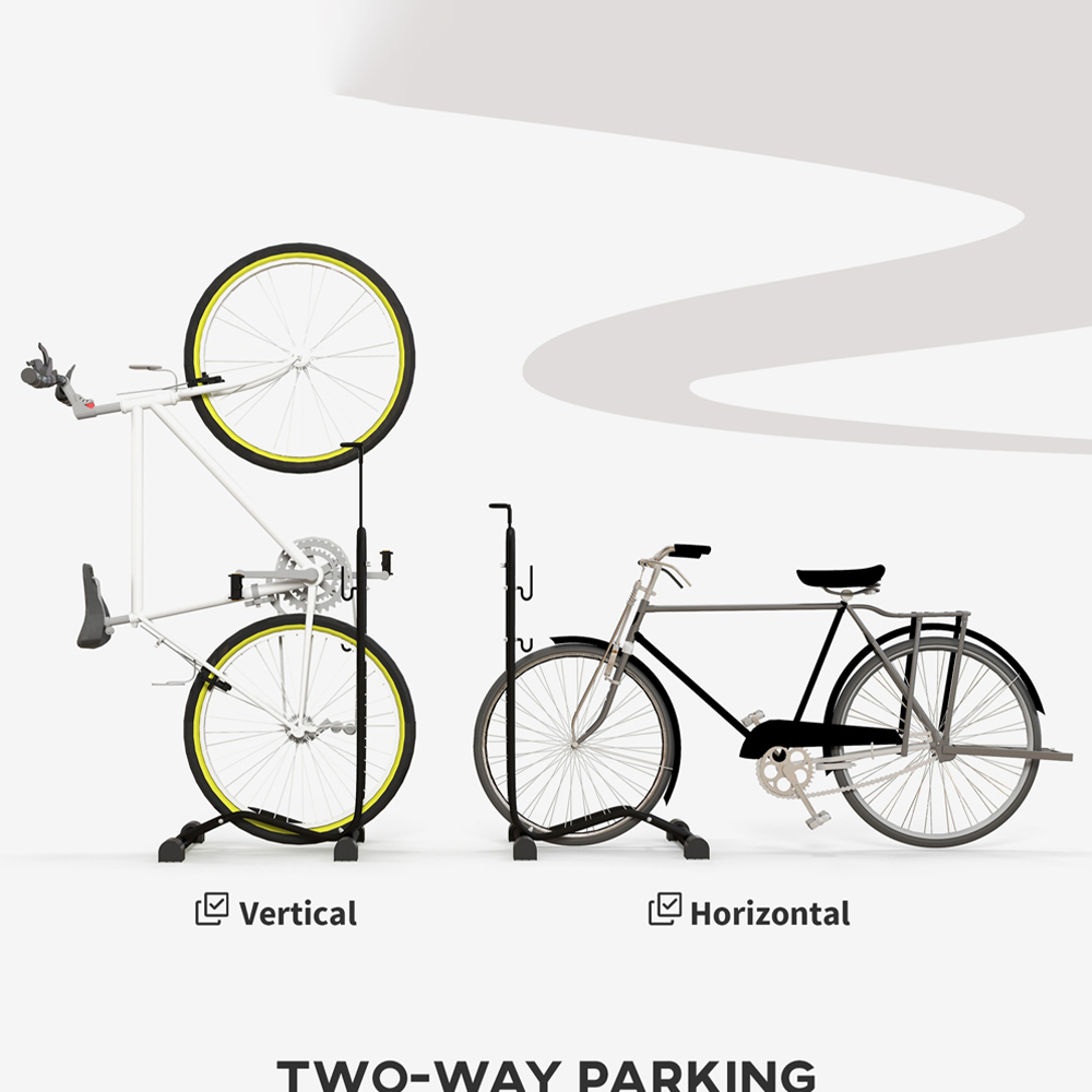 SPORTNOW Black Adjustable Vertical and Horizontal Bike Rack Image 8