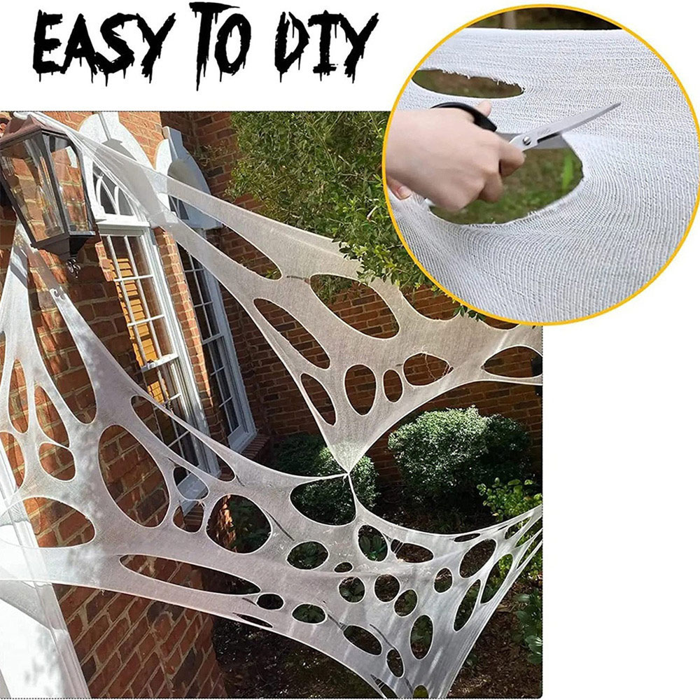 Lovii White Stretchable Spider Web Halloween Decoration 100 x 410cm Image 3