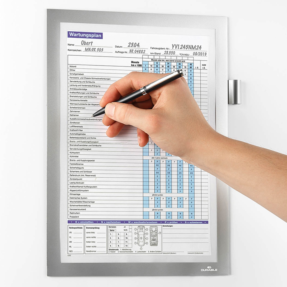 Durable DURAFRAME Note A4 Silver Magnetic Document Signage Frame 5 Pack Image 5