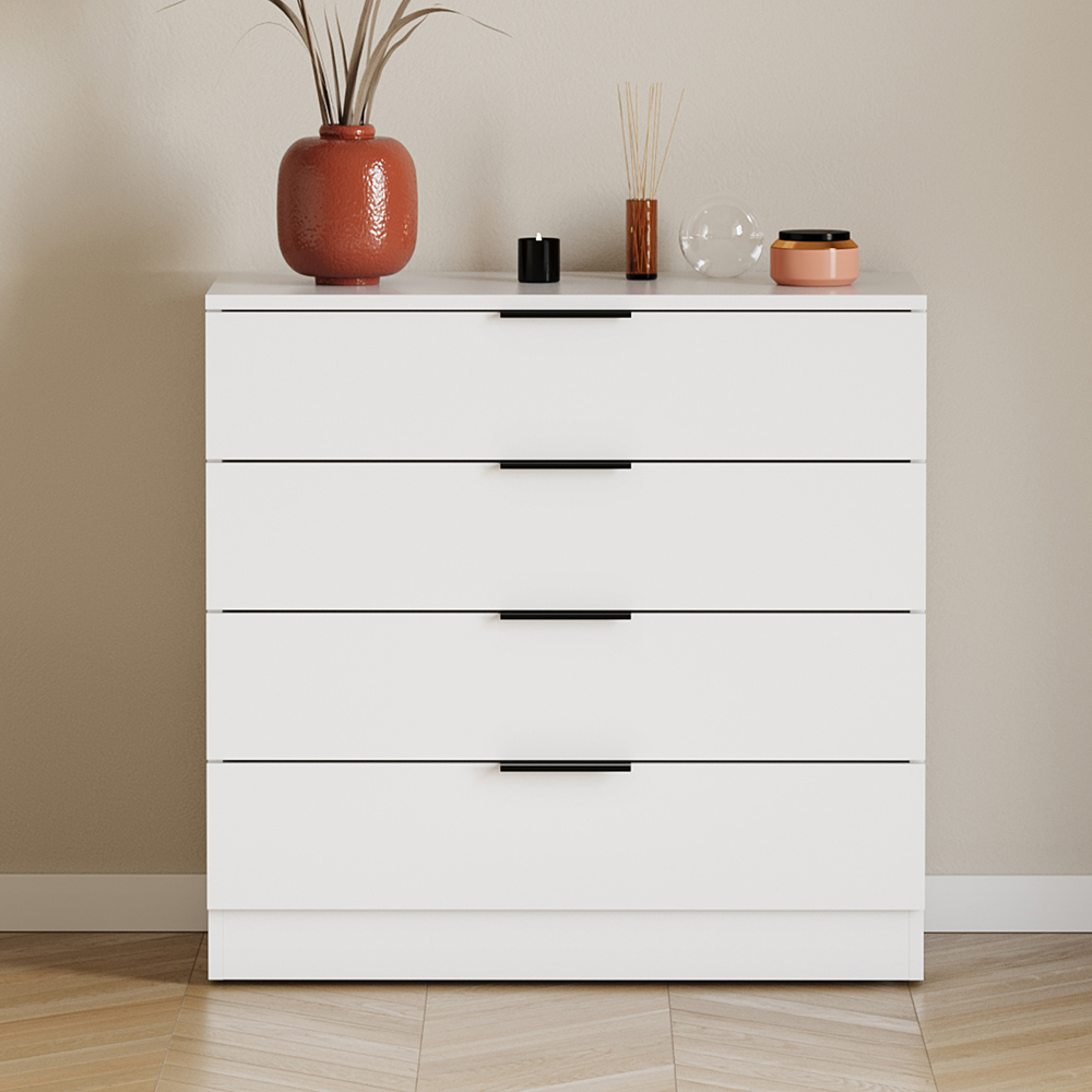 VIDA DESIGNS Trega 4 Drawer White Bedside Cabinet Image 3