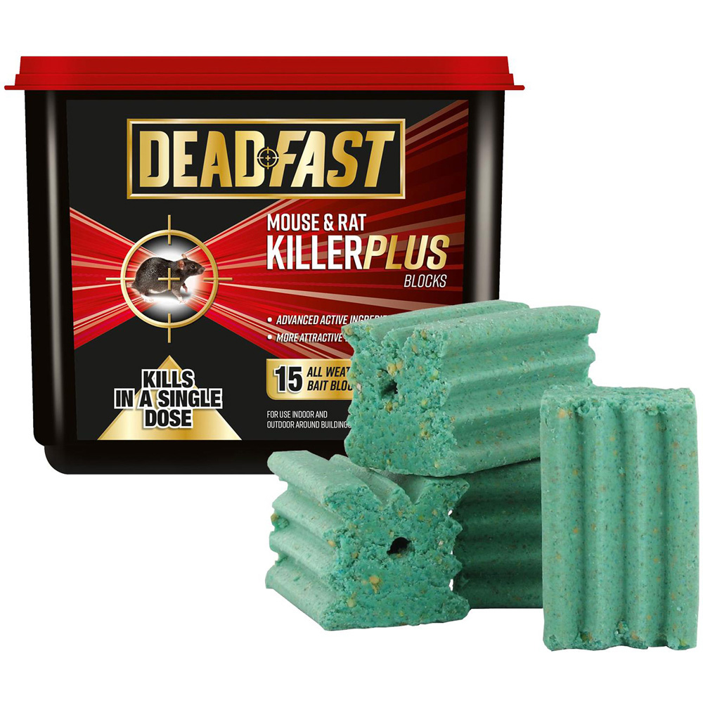 Deadfast Mouse and Rat Killer Plus All Weather Bait Blocks 15 Pack Image 3