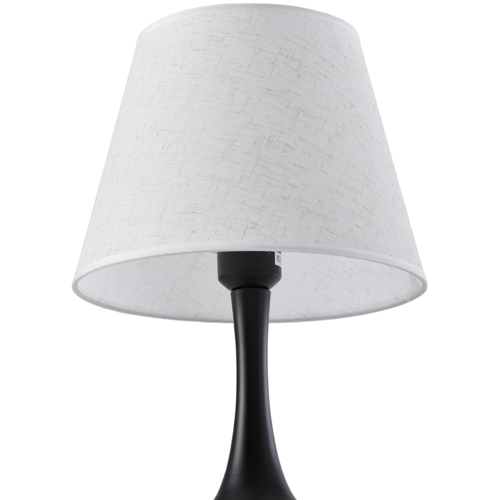 Living and Home Large Black and Ivory Linen Shade Iron Base E27 Table Lamp Image 3