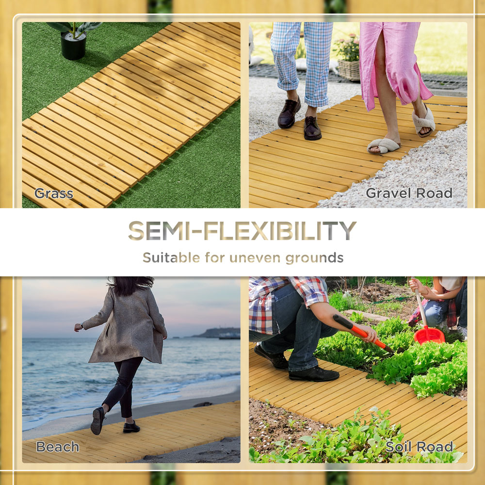 Outsunny Solid Pine Wood Rollable Wooden Garden Pathway 185 x 60cm Image 3