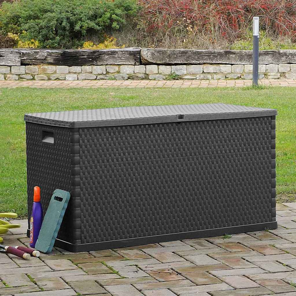 vidaXL 63 x 120 x 56cm Anthracite Polypropylene Garden Storage Box Image 2