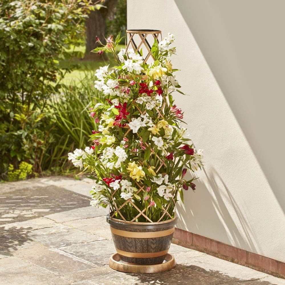 Garden Gear Wooden Barrel Effect Tower Plant Pot 37cm 2 Pack Image 4