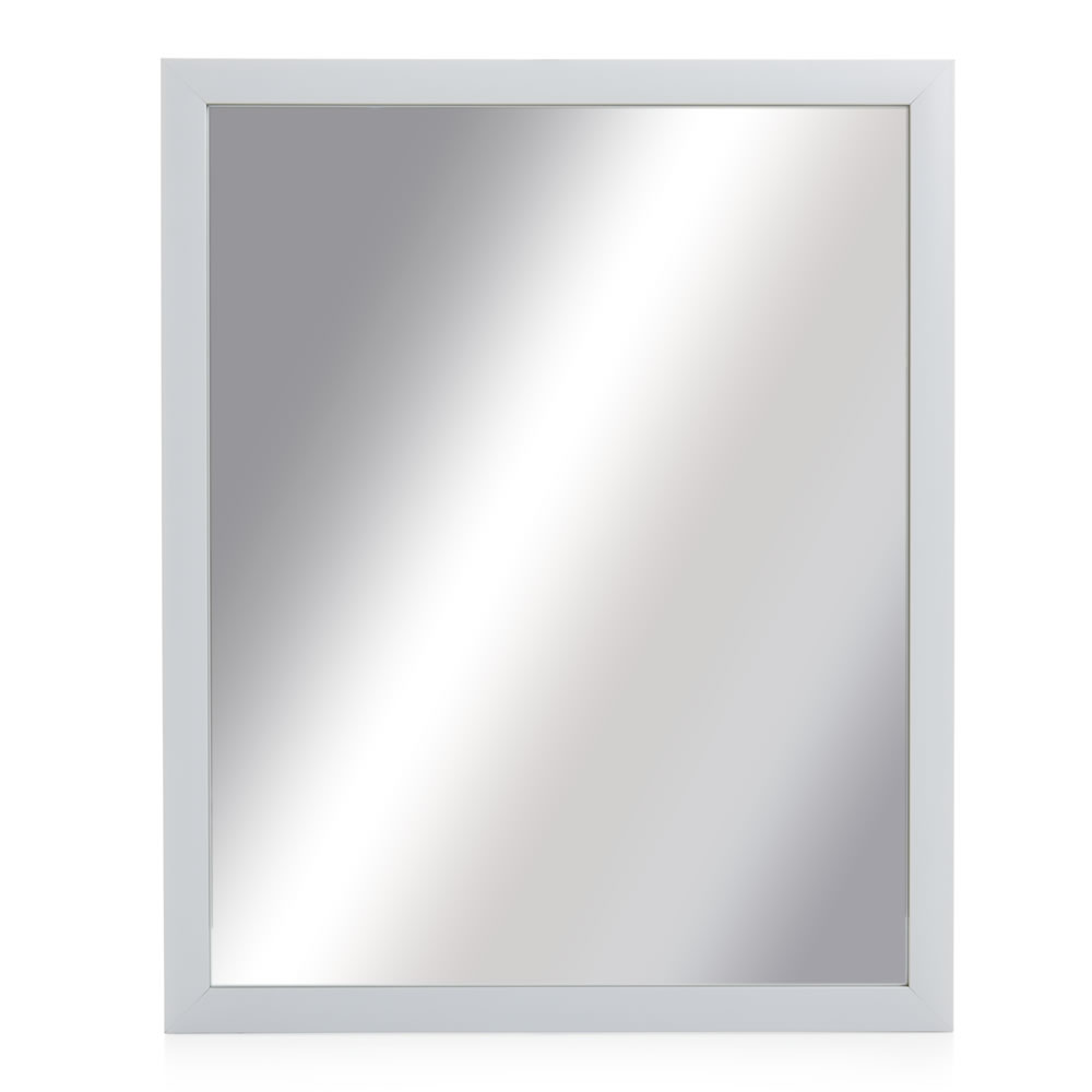Wilko 52 x 41cm White Frame Wall Mirror Image 1