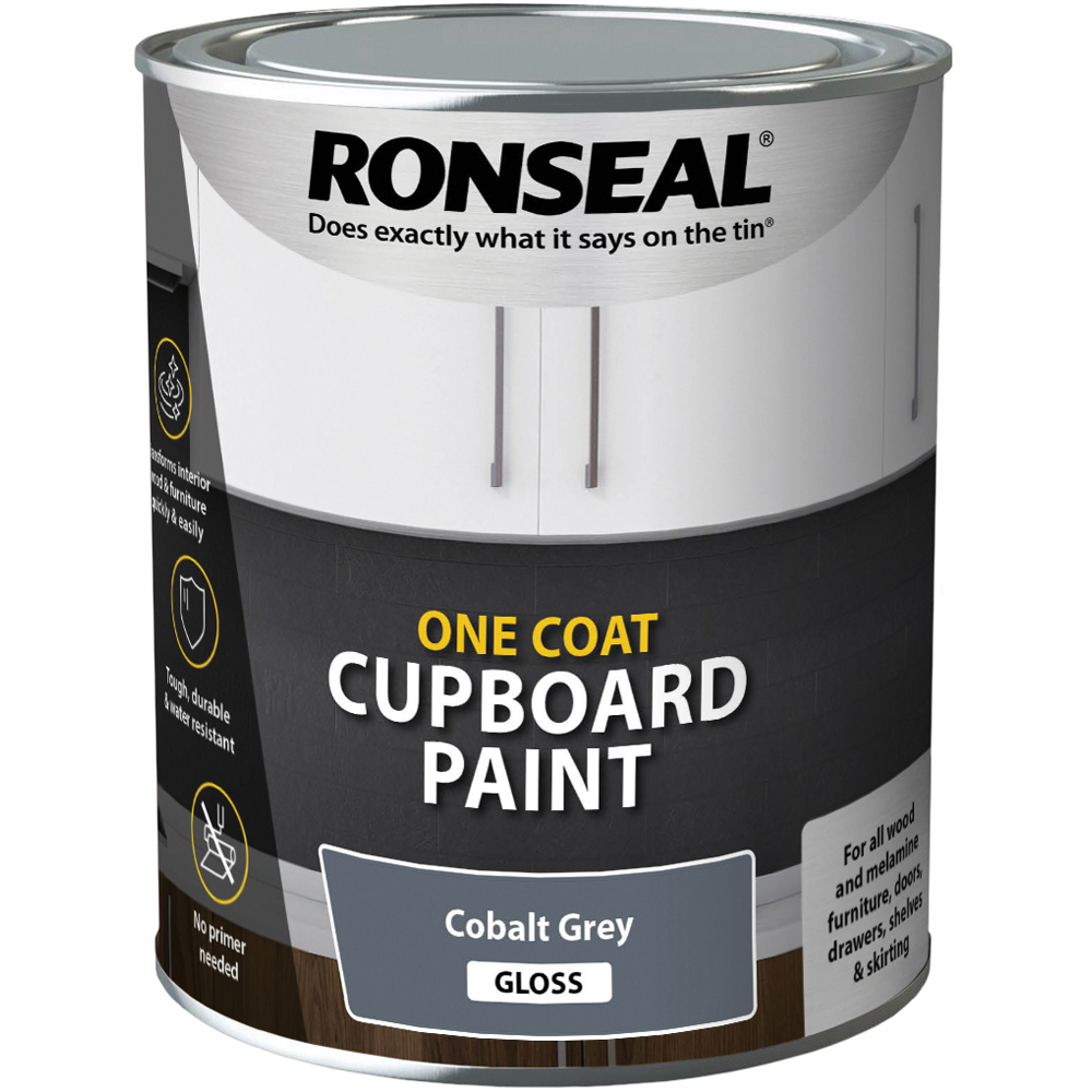 Ronseal One Coat Cobalt Grey Gloss Cupboard Paint Cobalt 750ml Image 2