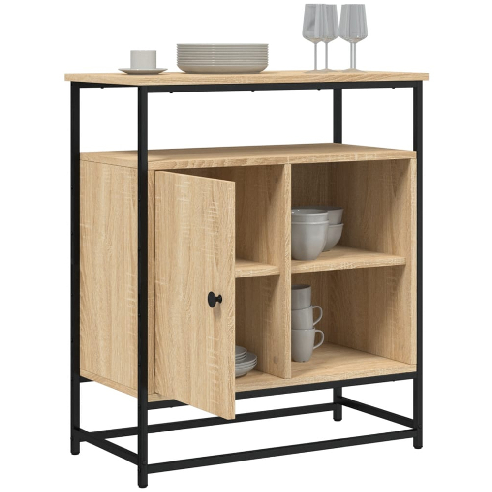 vidaXL Single Door 3 Shelf Sonoma Oak Sideboard Image 4