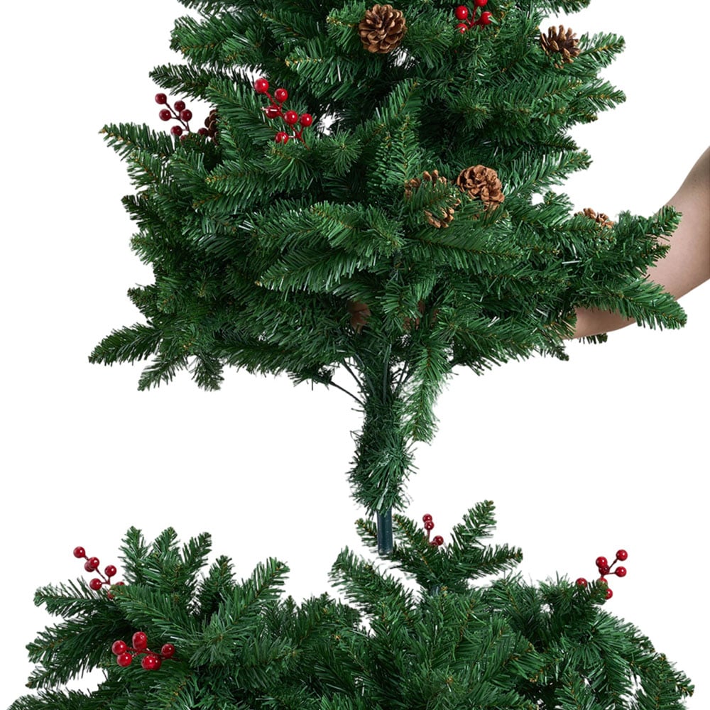Living and Home Artificial Christmas Tree with Pine Cones and Red Berries 6ft Image 6