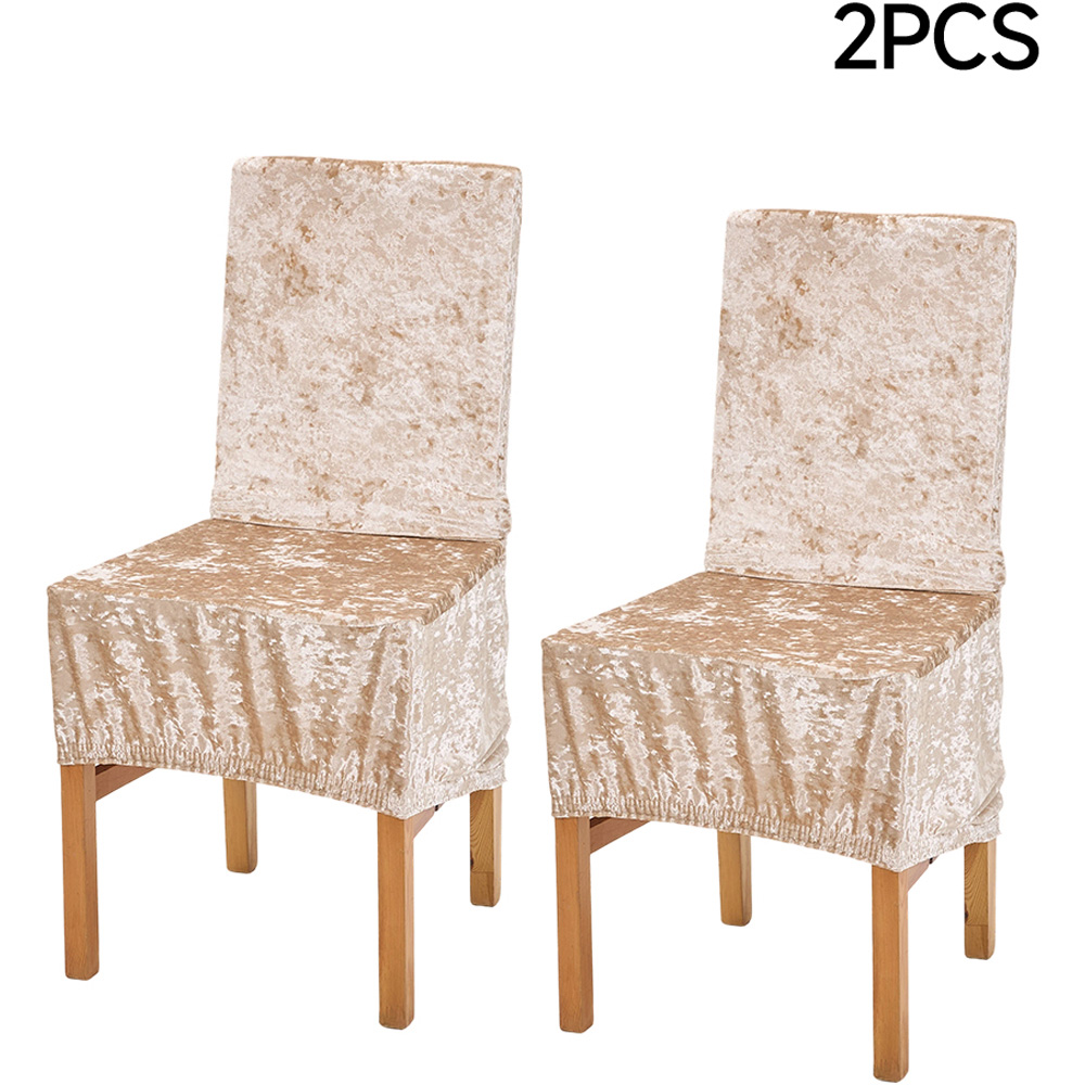 Living and Home Champagne Dining Chair Cover with Elastic Band Set of 2 Image 7