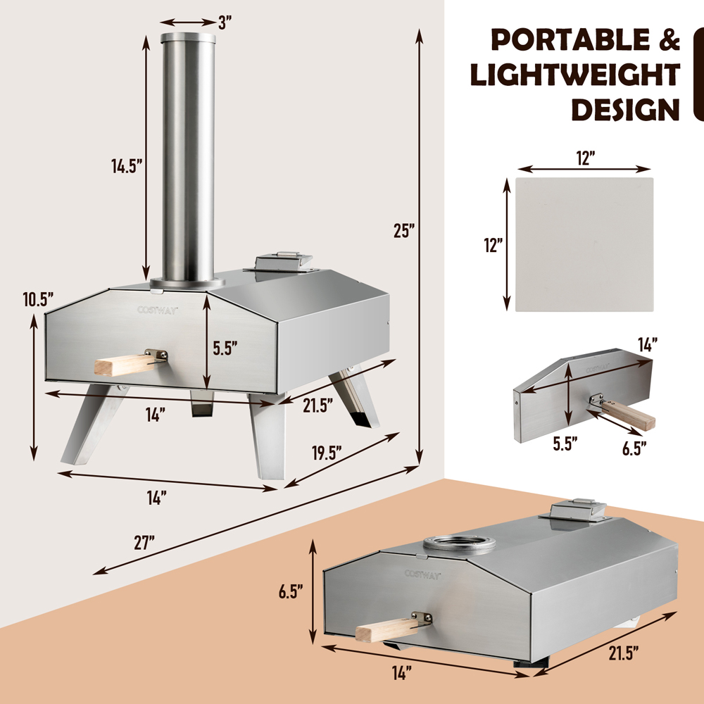 Costway Portable Outdoor Stainless Steel Pizza Oven Image 8