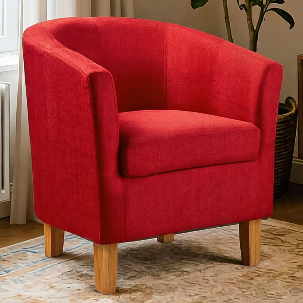 Home Source Bedford Red Padded Tub Chair Image 1
