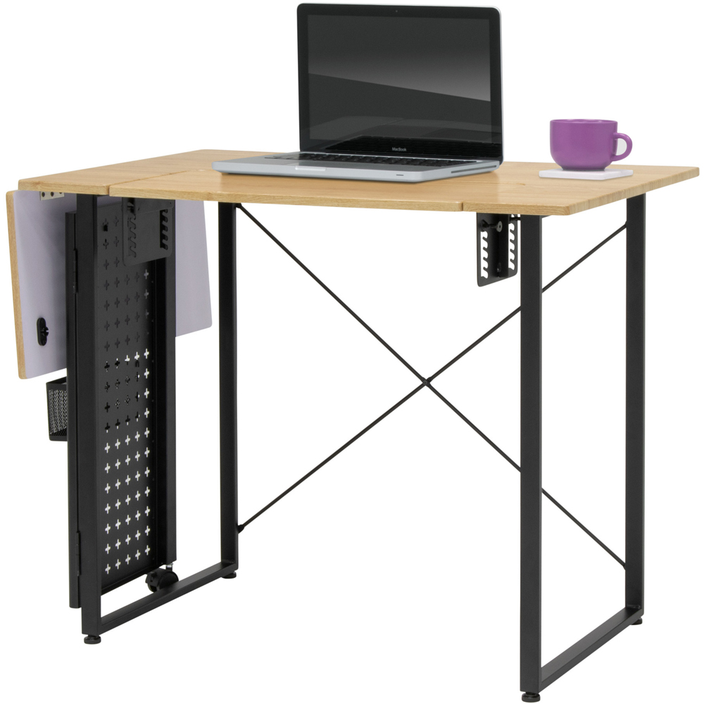 Sewing Online 13395 Wood and Black Sewing Table with Fold-Out Storage Panel Image 3