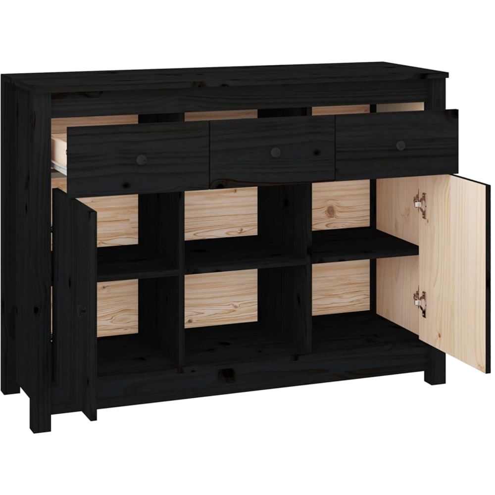 vidaXL 2 Door 3 Drawer 2 Shelf Black Wooden Sideboard Image 3