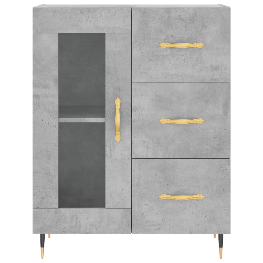 vidaXL Single Door 3 Drawer 3 Shelf Concrete Grey Highboard Image 8