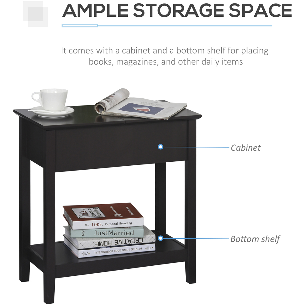 Portland Single Shelf Dark Coffee Flip Top Narrow Side Table Image 6