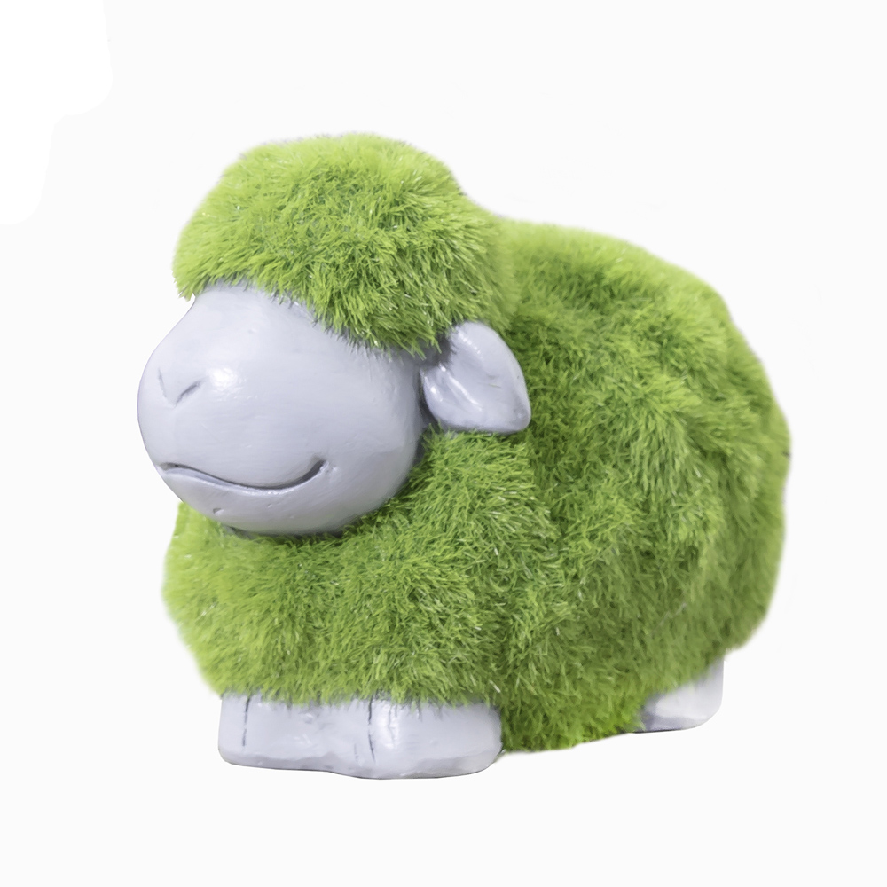 wilko Set of 2 Green and White Garden Sheep Statues Image 3
