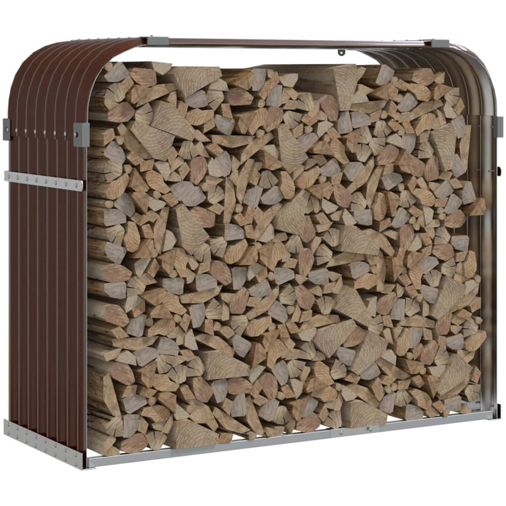 vidaXL Brown Galvanised Steel Firewood Log Holder 100 x 120 x 45cm Image 2