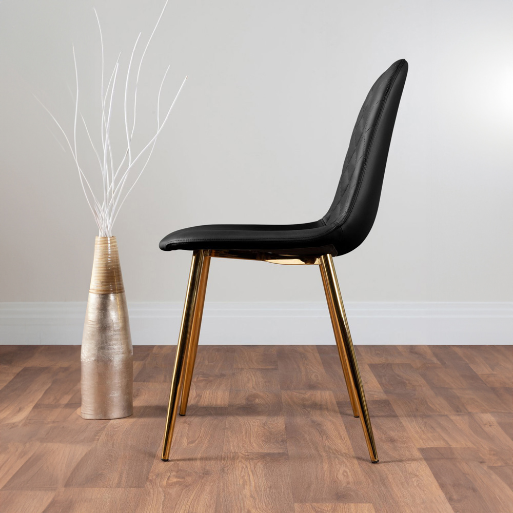 Furniturebox Molini Solara 6 Seater Dining Set White Gloss Black and Gold Image 4