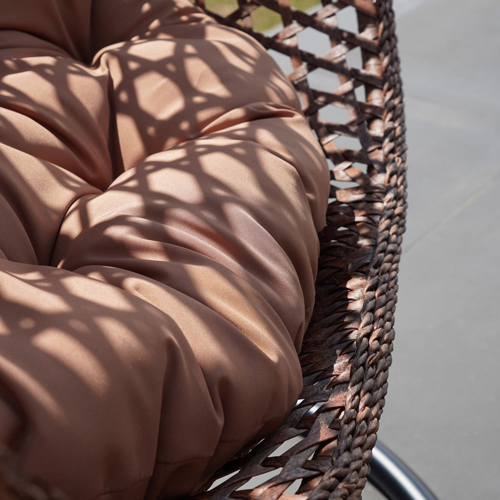 Artemis Home Sunbury Single Brown Rattan Effect Hanging Egg Pod Chair Image 2