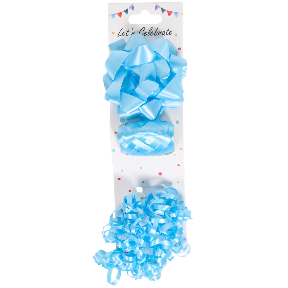 Blue Metallic Star Bow with Ribbon Image 3