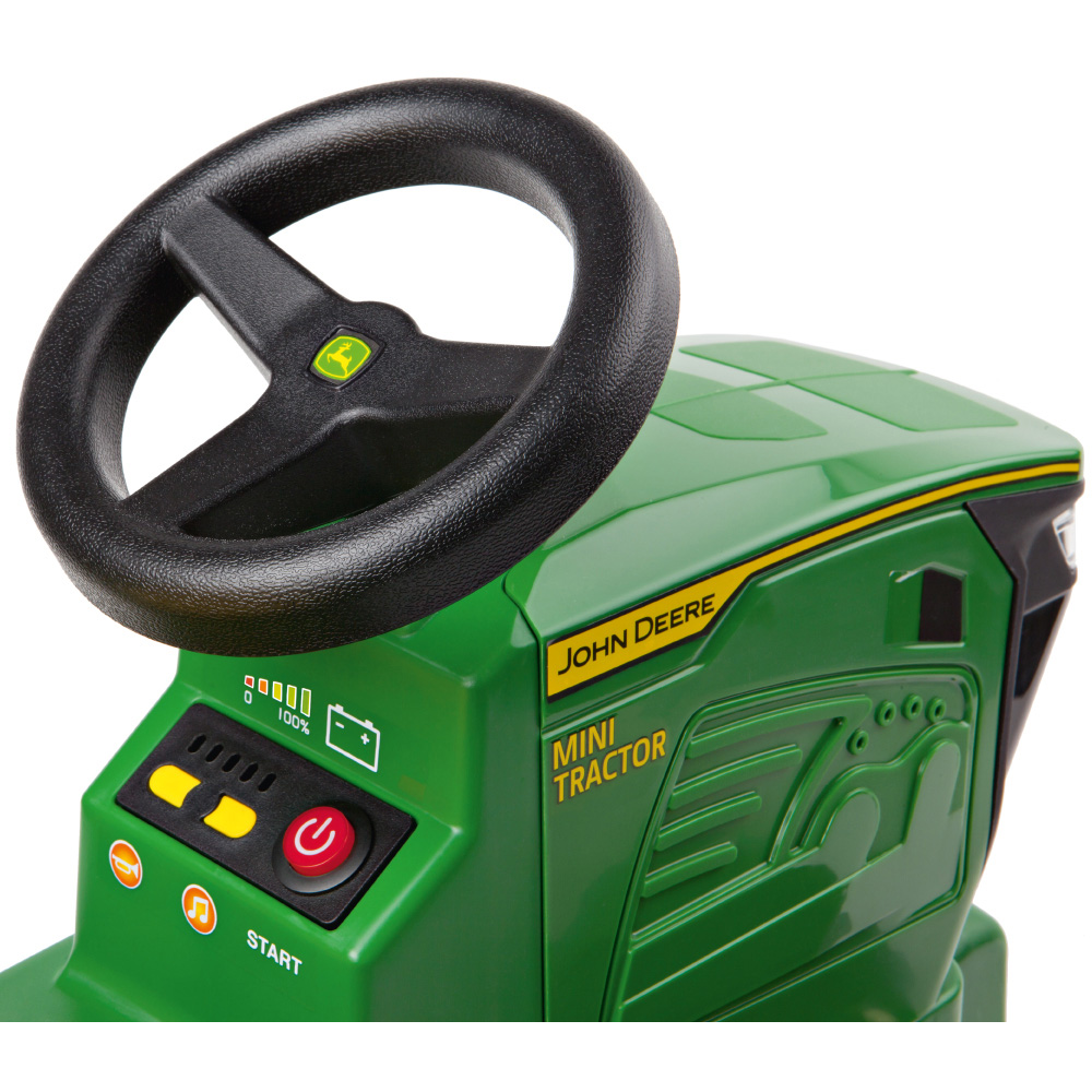 PEG John Deere Kids Electric Ride-On Mini Tractor with LED Lights Green and Yellow 6V Image 6