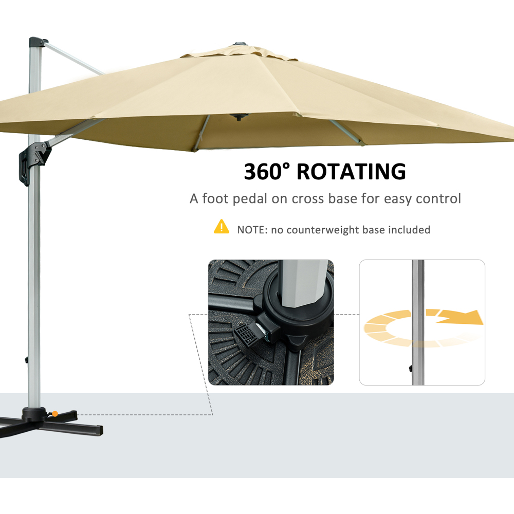 Outsunny Beige Cantilever Crank and Tilt Roma Parasol with Cross Base 3m Image 5