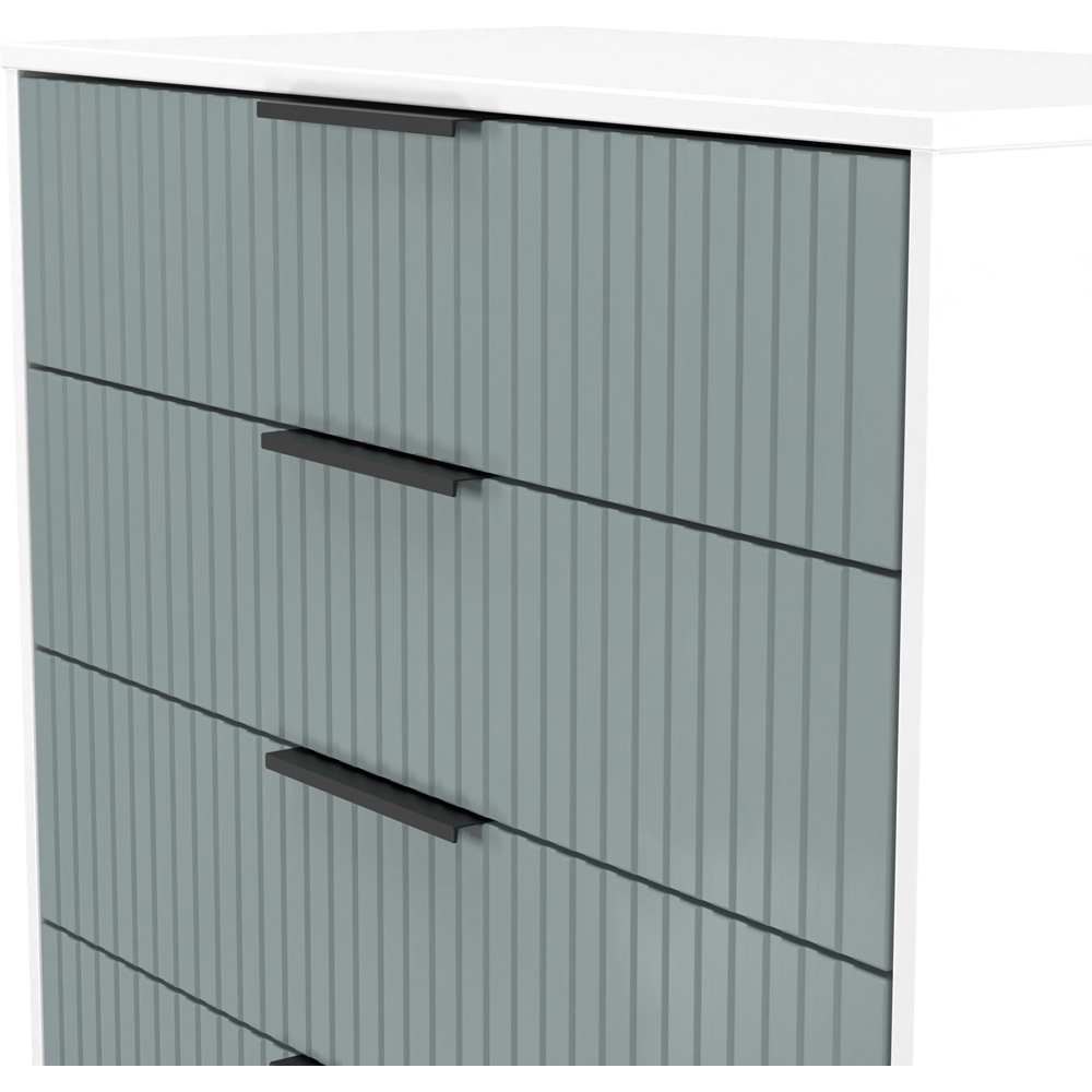 Crowndale Fluted 5 Drawer Duck and White Matt Chest of Drawers Ready Assembled Image 5