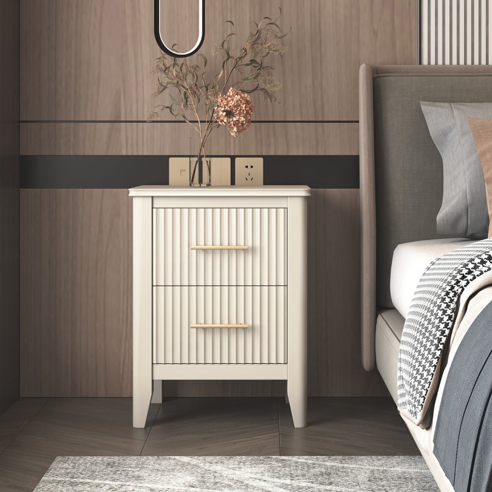 Fregona 2 Drawer White Bedside Table Image 7