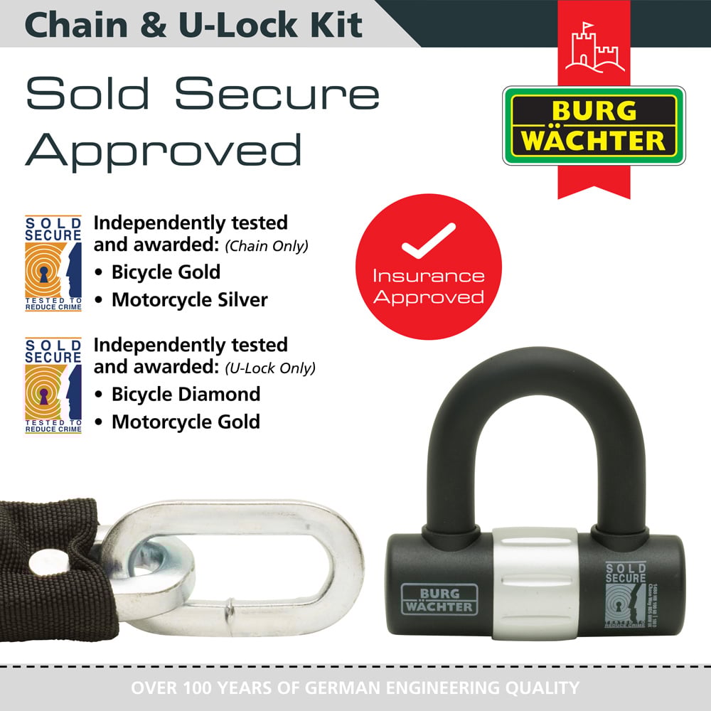 Burg-Wachter 1m Sold Secure Gold Bike Chain and Lock Kit Image 2