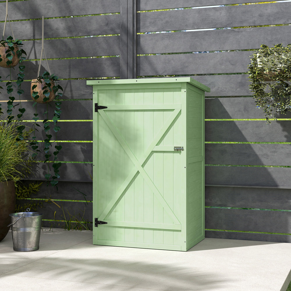 Outsunny 2.2 x 1.6ft 2 Shelf Green Garden Storage Shed Image 2