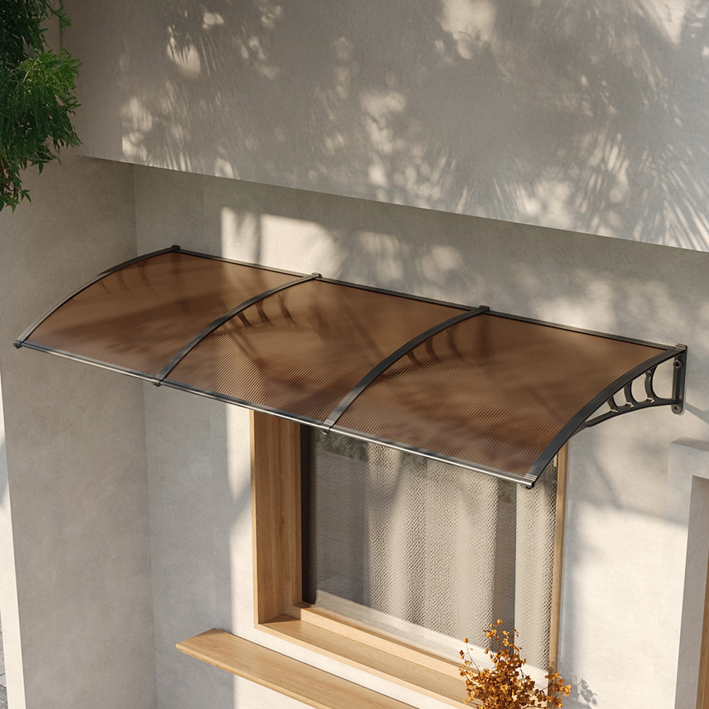 Living and Home Large Brown Curved Door Window Canopy Image 1