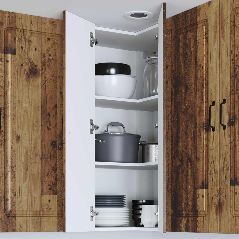 vidaXL 2 Door Old Wood Kitchen Wall Corner Cabinet Image 1