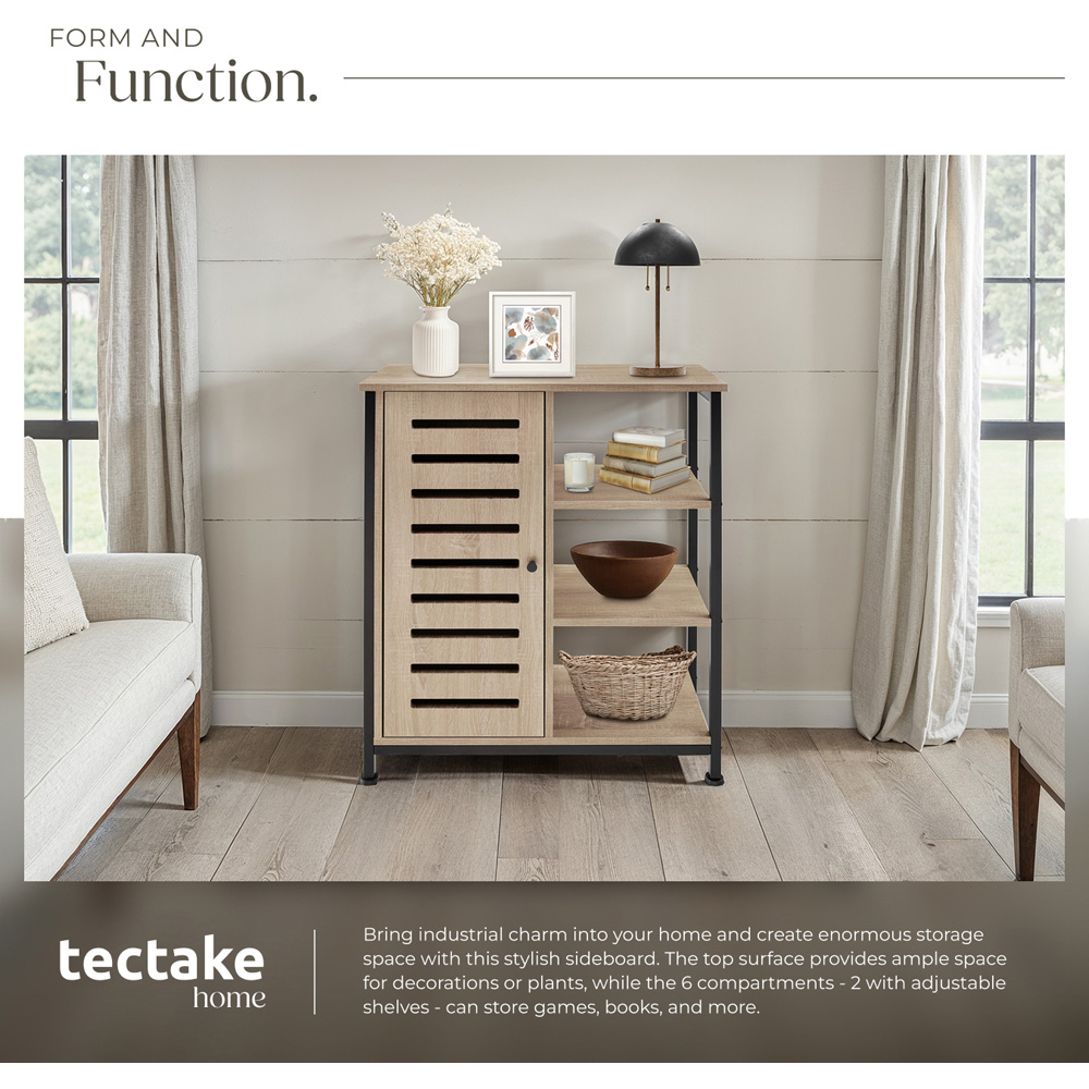 Tectake Runcorn Single Door 3 Shelf Sonoma Oak sideboard Image 5