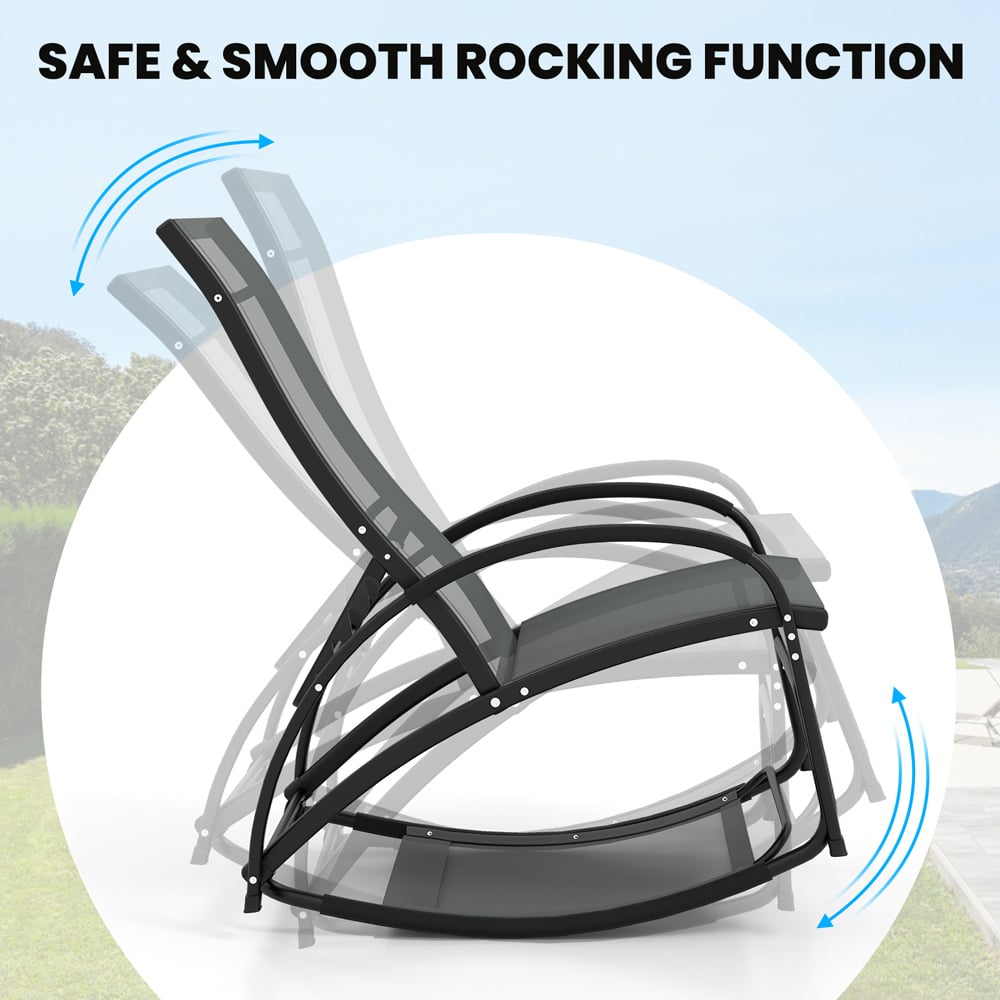 Costway Grey 2 in 1 Rocking Outdoor Lounge Chair Image 8