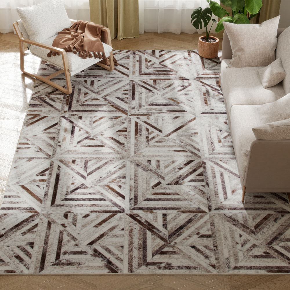 HOMCOM Brown Chenille Non-Slip Rug 290 x 200cm Image 4