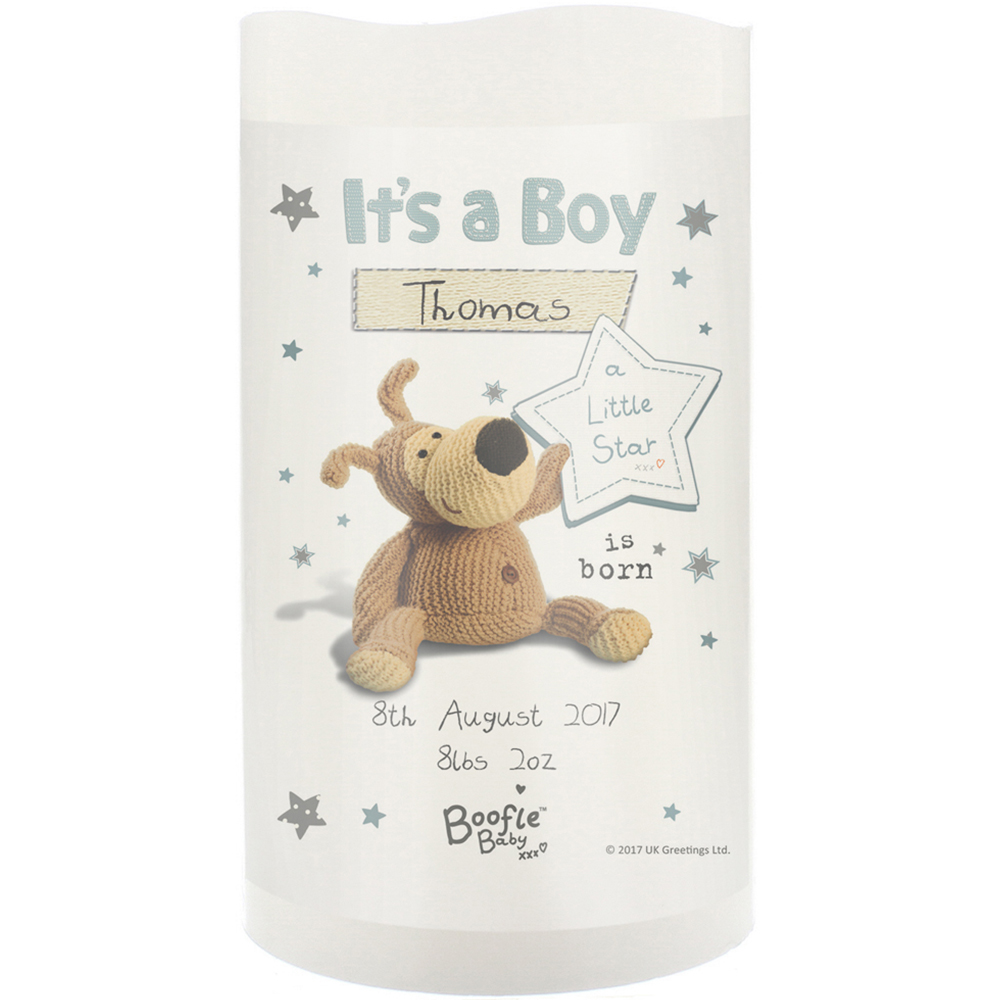 Personalised Memento Boofle Its A Boy Nightlight LED Candle Image 1