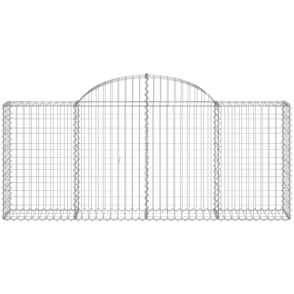 vidaXL Silver Galvanised Iron Arched Gabion Basket 200 x 30 x 80/100cm 12 Pack Image 2