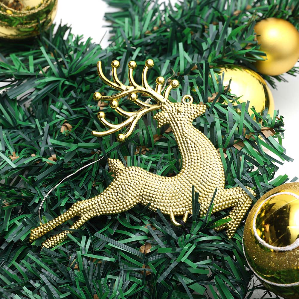 Living and Home Christmas Garland with Gold Baubles Stag and Poinsettias 270cm Image 6