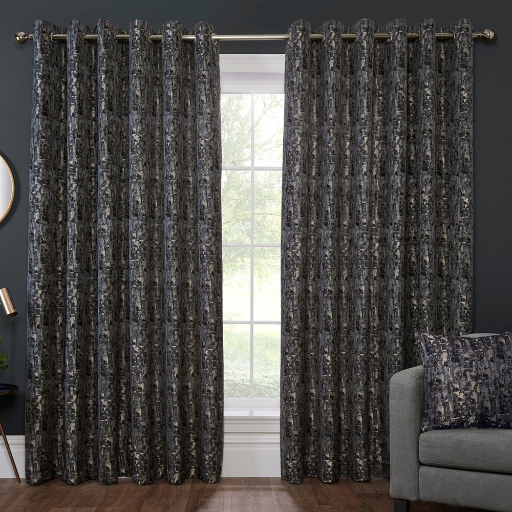 Aster Blackout Eyelet CurtainCharcoal229cm Image 1