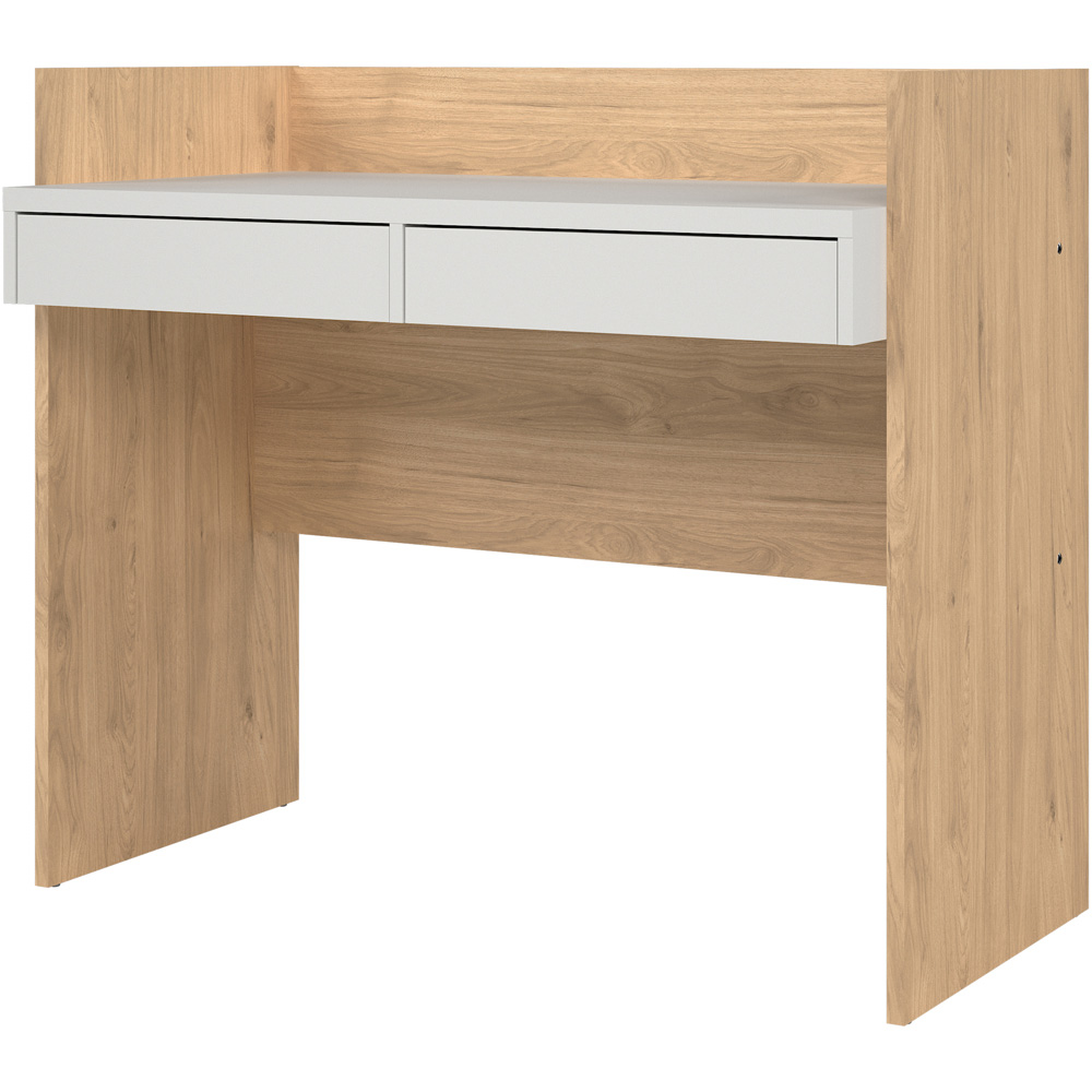 Florence Function Plus 2 Drawer Desk Jackson Hickory and White Image 3