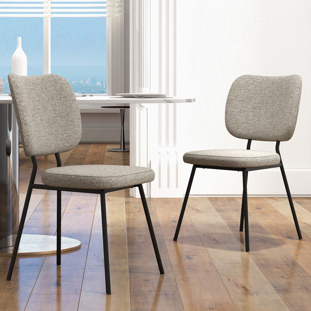 Costway Set of 2 Grey Linen Fabric Dining Chairs Image 1