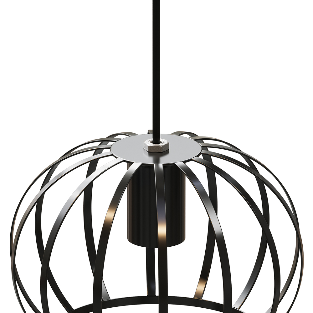 Living and Home Large Black Iron Lantern E27 Pendant Light Image 4