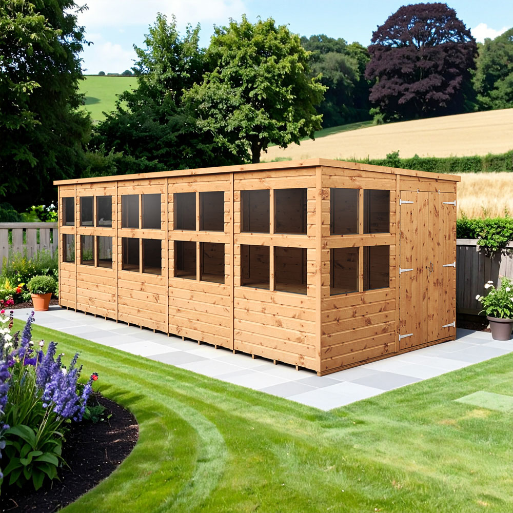 Empire Sheds 18 x 8ft 2 Door Dipped Treated Tongue and Groove Pent Potting Shed Image 2